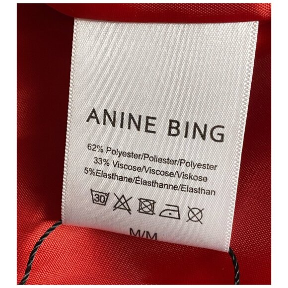 ANINE BING Red Moto Jacket Women's Size M Zip Front Biker Coat - Picture 7 of 9